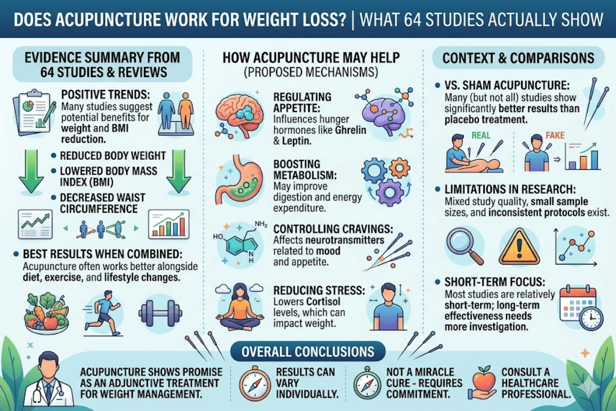 Does Acupuncture Work for Weight Loss? What 64 Studies Actually Show