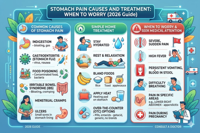 Stomach Pain Causes and Treatment: When to Worry (2026 Guide)