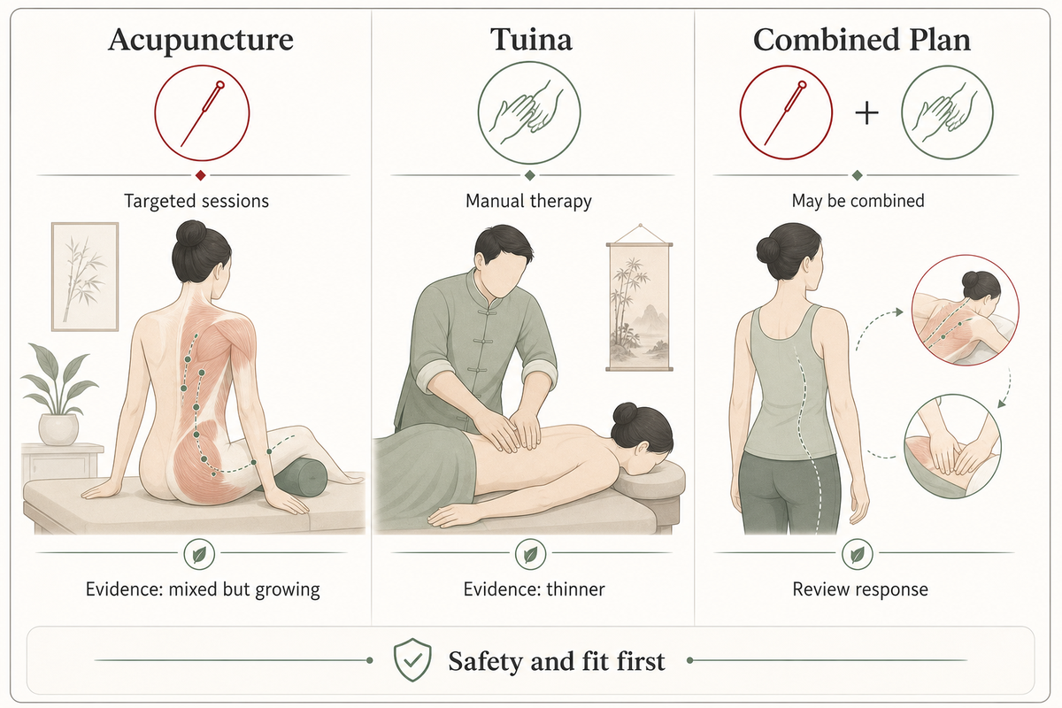 Acupuncture vs Tuina vs a combined plan — Tong Ren Tang
